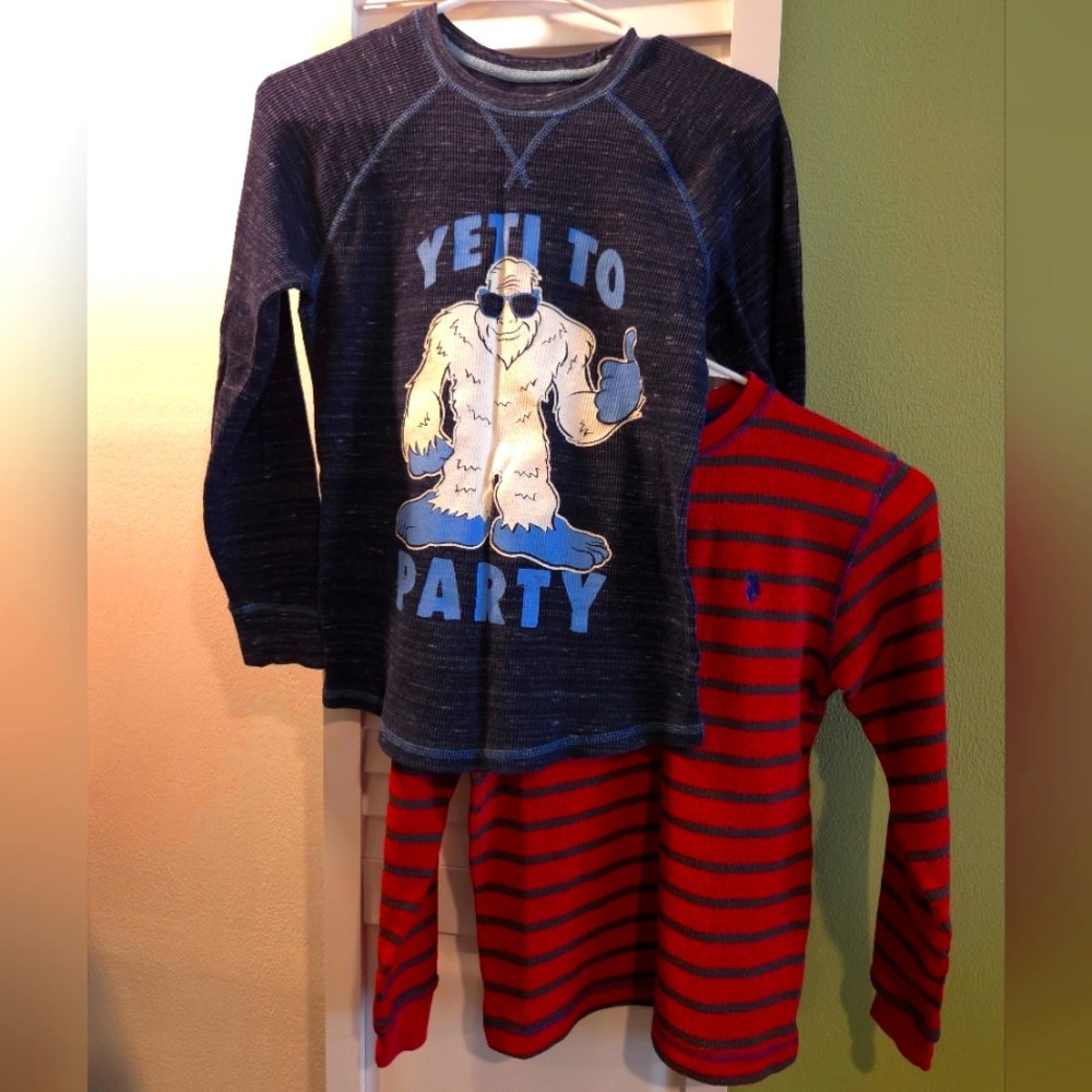BUNDLE (2) AriZona Warm T Shirt Long Sleeves And US Polo Stripes Boys